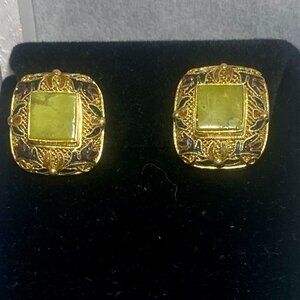 Barbara Garwood Serpentine Earrings 24KT Gold Over Sterling Collectable